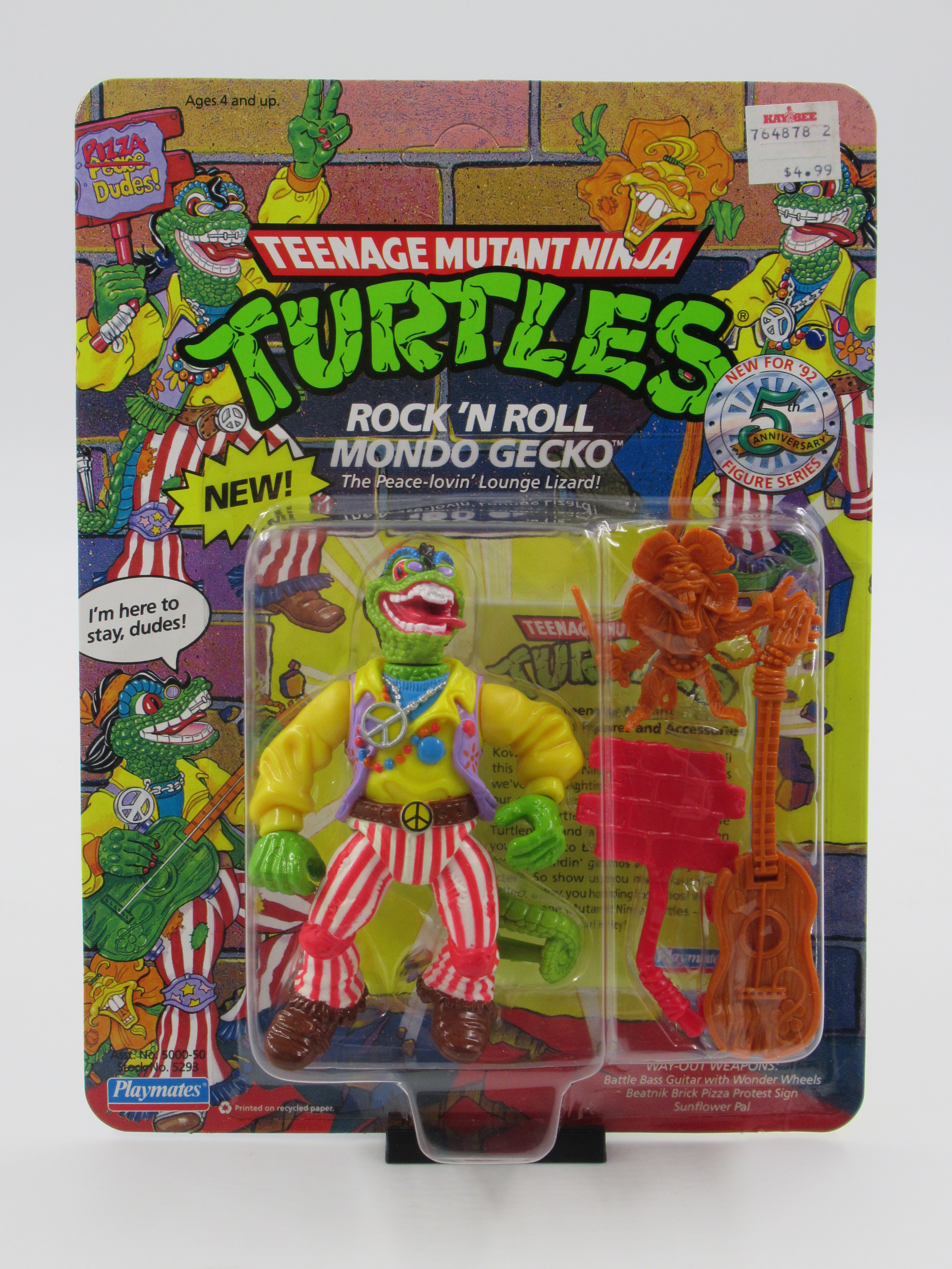 Teenage Mutant Ninja Turtles Rock N' Roll Mondo Gecko 4.5" Figure TMNTs - Playmates (1992)